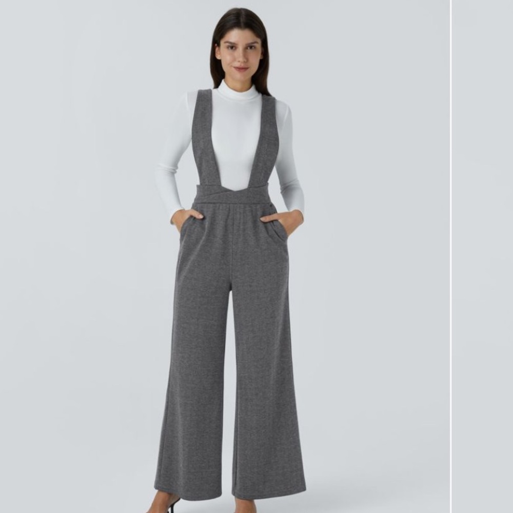 HALARA Gray Jumpsuit with Wide-Leg Design